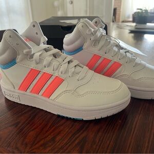 Adidas White and Pink High-Top Sneakers